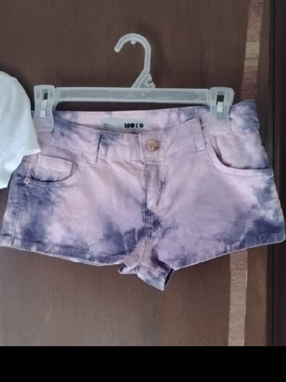 Topshop Lavender Tie-Dye Denim Shorts